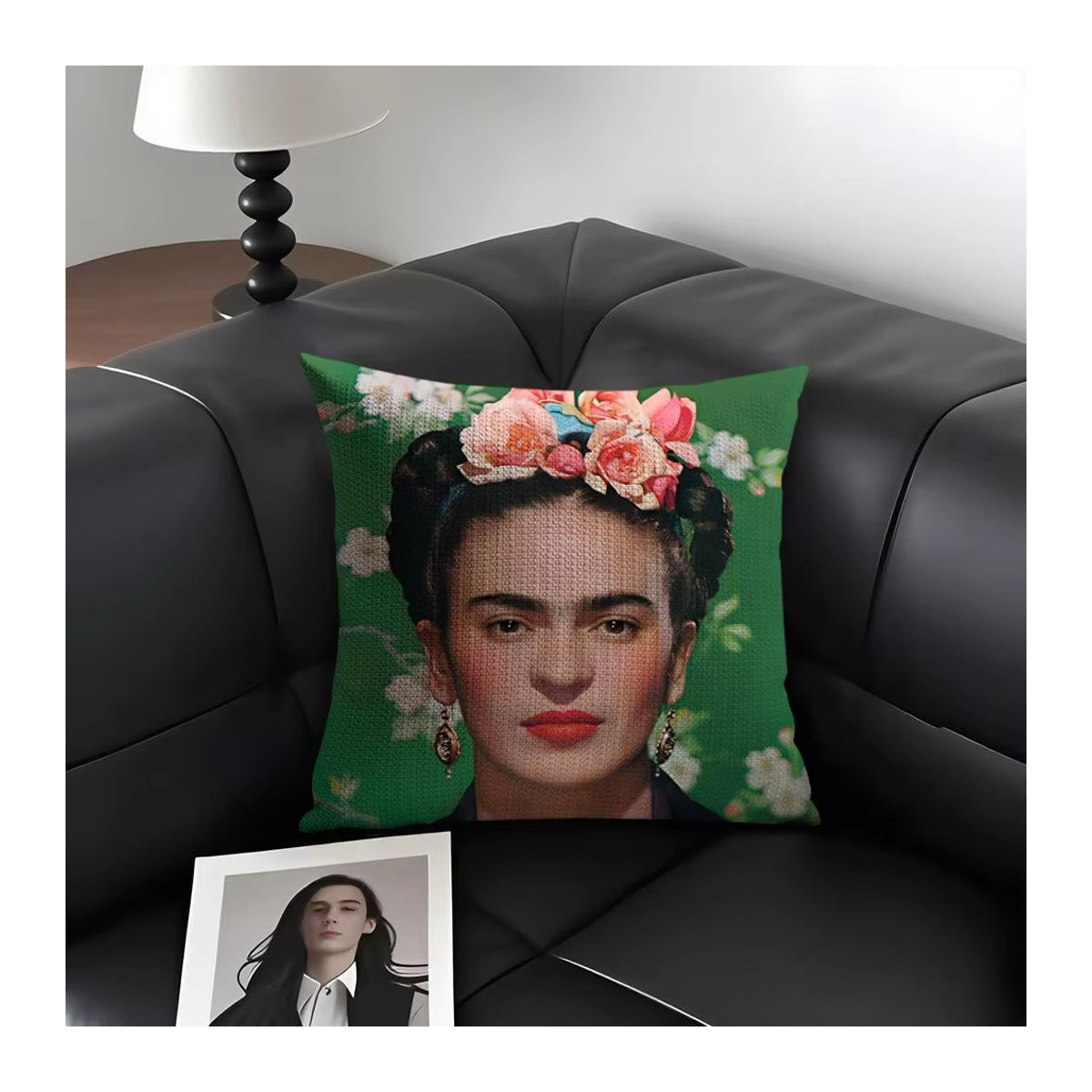 F-Fridas Painting Art Fashion Kissenbezug aus Bio-Leinen in Weiß und Mehrfarbig mit doppelseitigem Druck - Bild 4