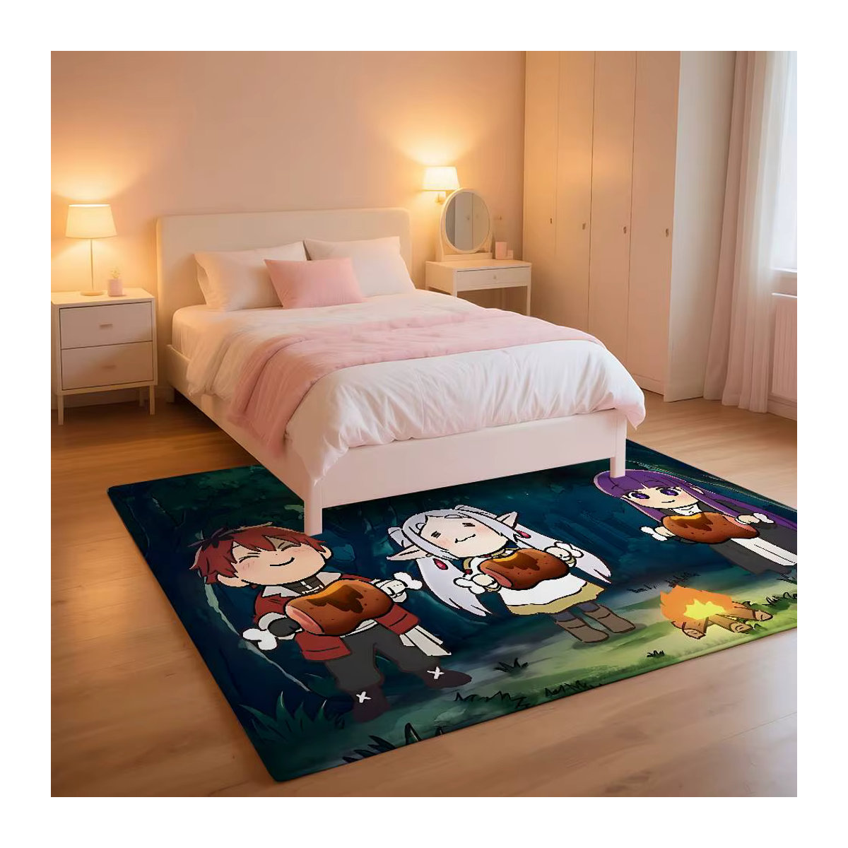 F-Frieren Beyond Journey's End Bodenmatte aus bedrucktem Flanell in Mehrfarbig für Badezimmer, Küche und Eingangsbereich - Bild 3