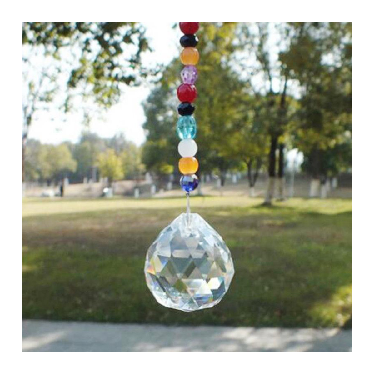 Facettierter Feng Shui Kristall Sonnenfänger aus K9 Kristall Glas in Transparent, hängende Kristallkugel als Prisma - Bild 6