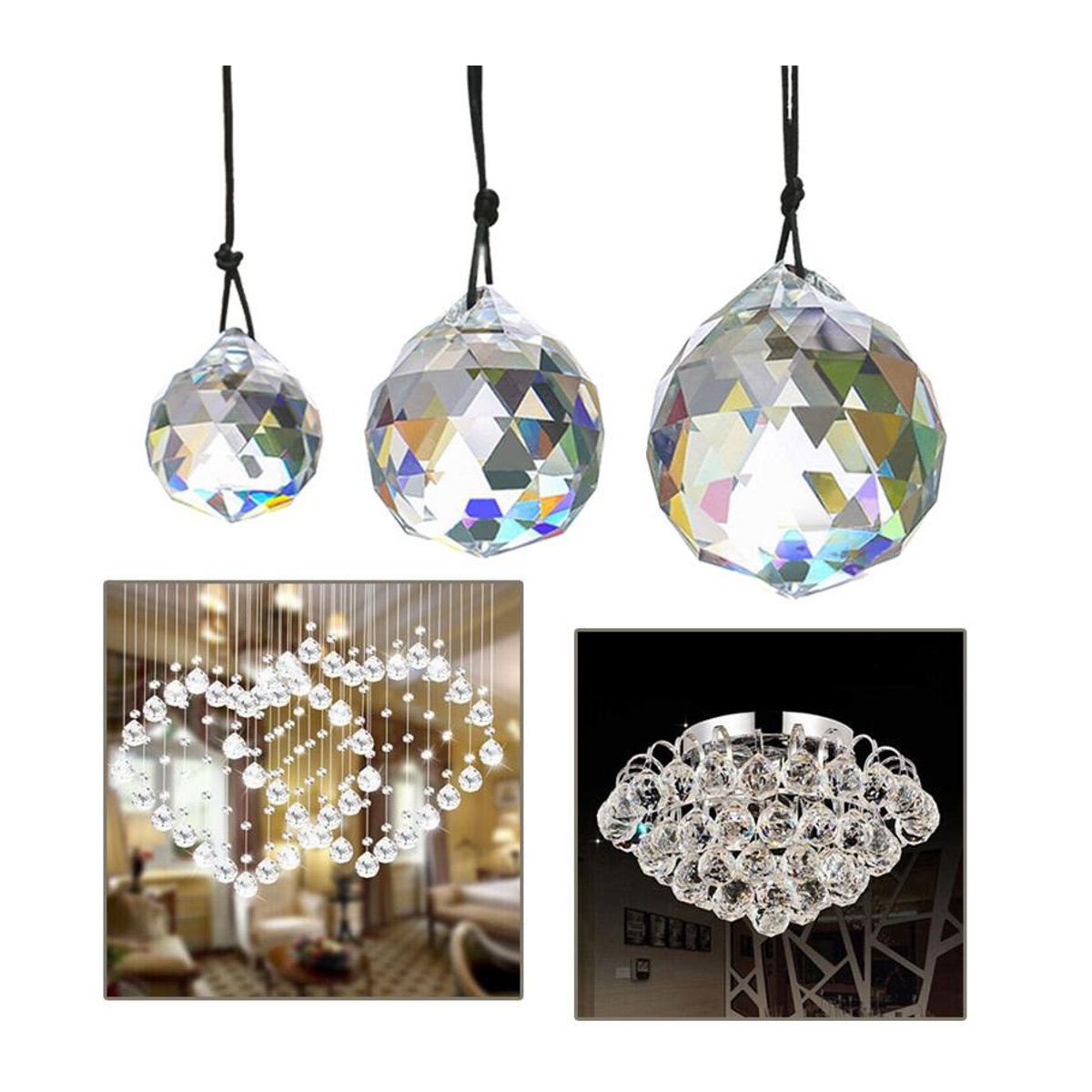 Facettierter Feng Shui Kristall Sonnenfänger aus K9 Kristall Glas in Transparent, hängende Kristallkugel als Prisma - Bild 7