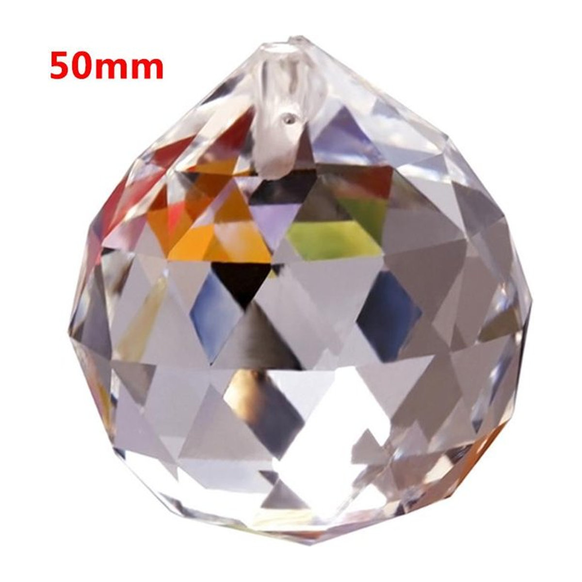 Facettierter Feng Shui Kristall Sonnenfänger aus K9 Kristall in klar und transparent als hängende Kugel mit 50mm Durchmesser - Bild 1