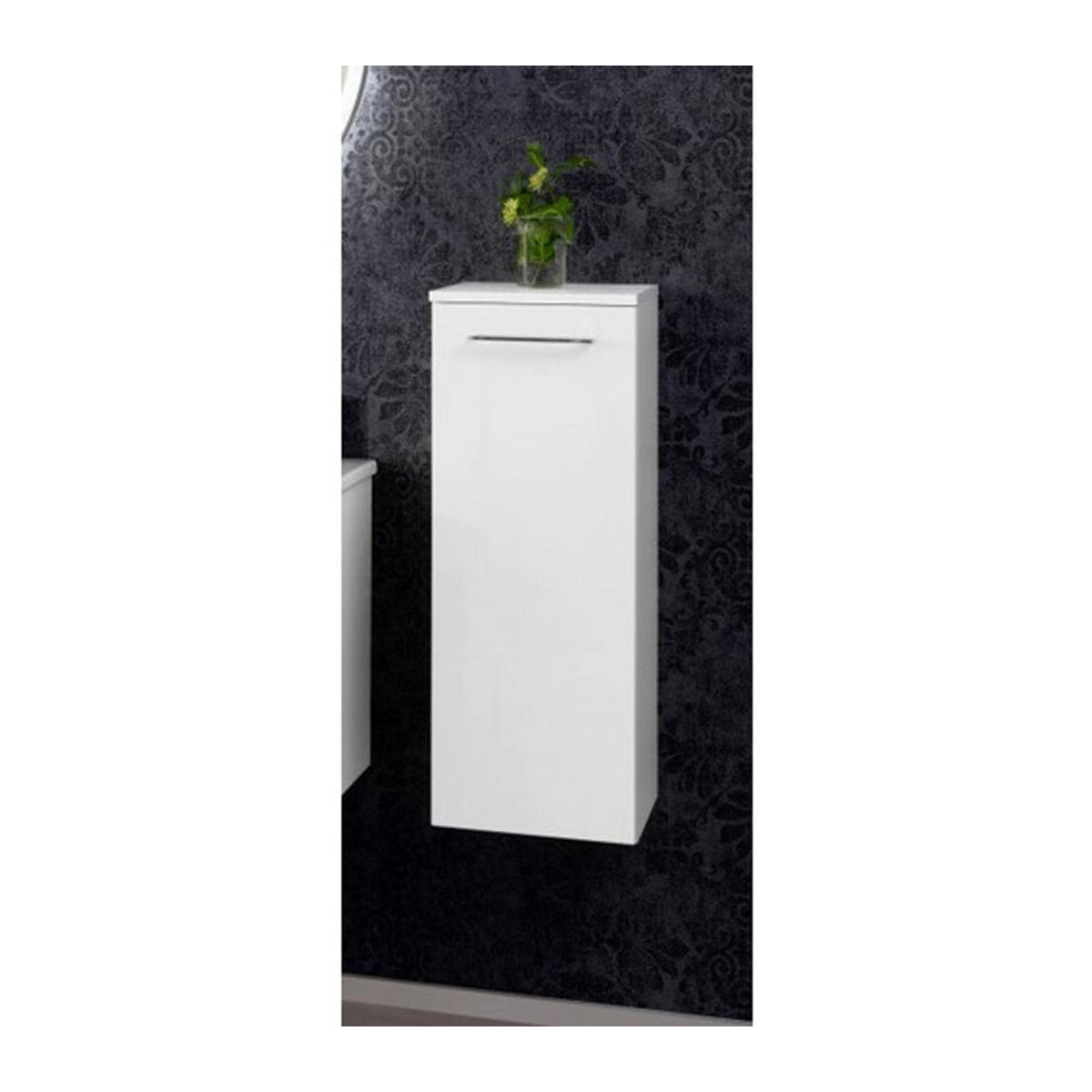 Fackelmann b.perfekt Hängeschrank in Weiß mit Chrom-Details, Modernes Design aus Holzwerkstoff und Glas, B/H/T: 30,2 x 81 x 32 cm - Bild 2