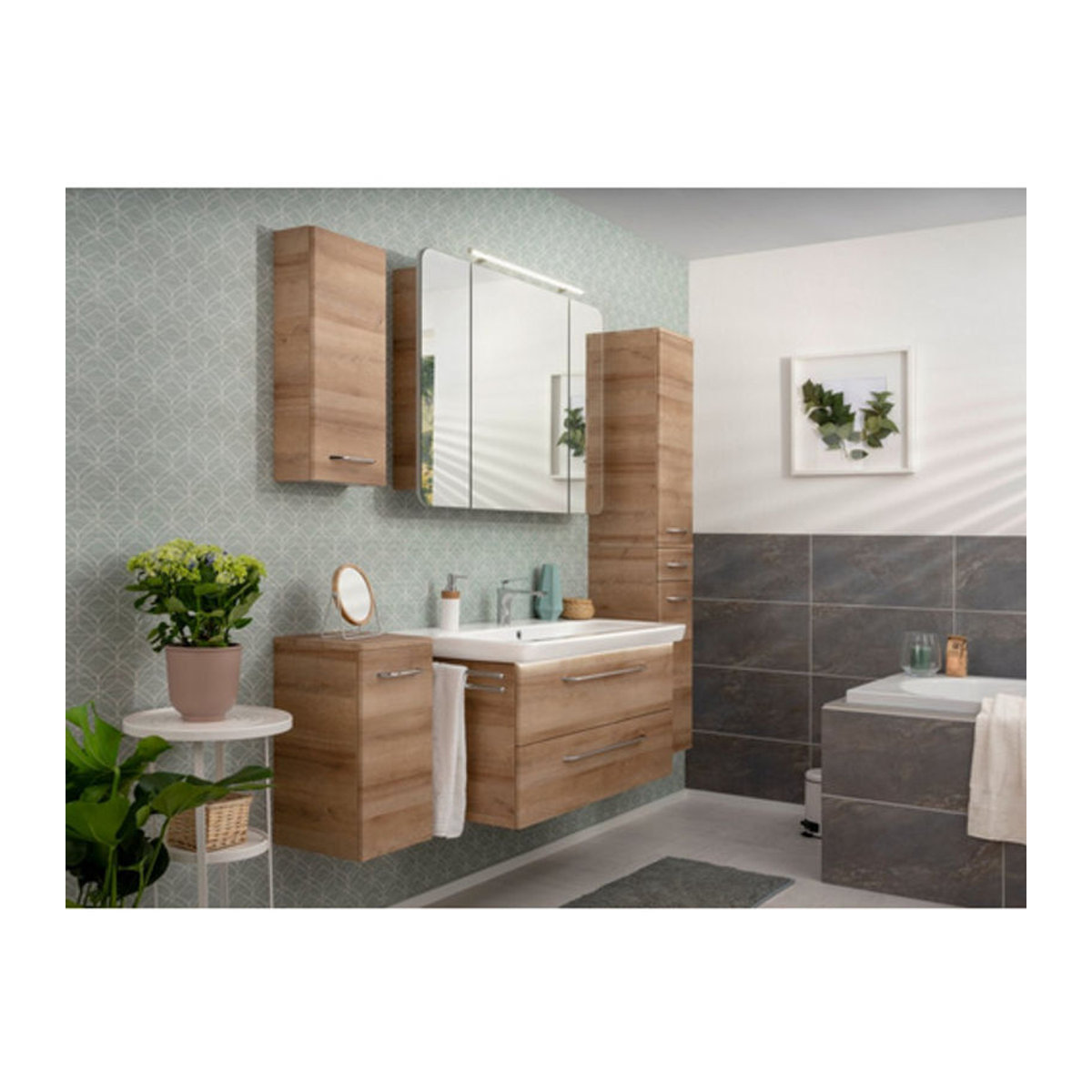 Fackelmann Hochschrank MILANO in Braun mit 2 Drehtüren, B/H/T: 30,2 x 165,2 x 32 cm - Bild 1