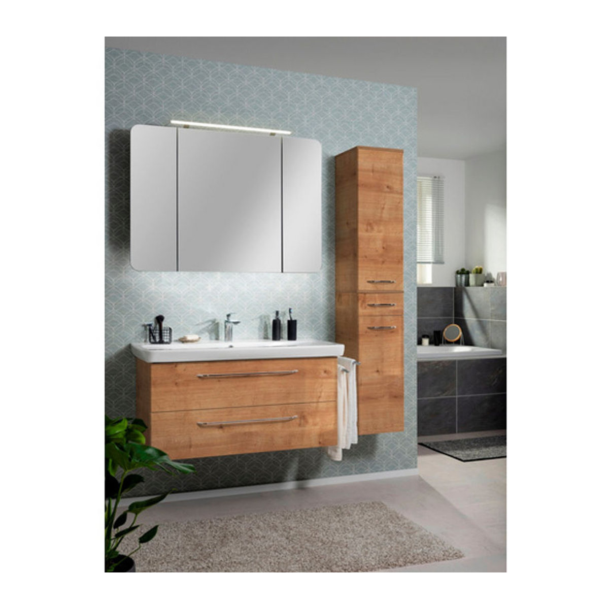 Fackelmann Hochschrank MILANO in Braun mit 2 Drehtüren, B/H/T: 30,2 x 165,2 x 32 cm - Bild 2