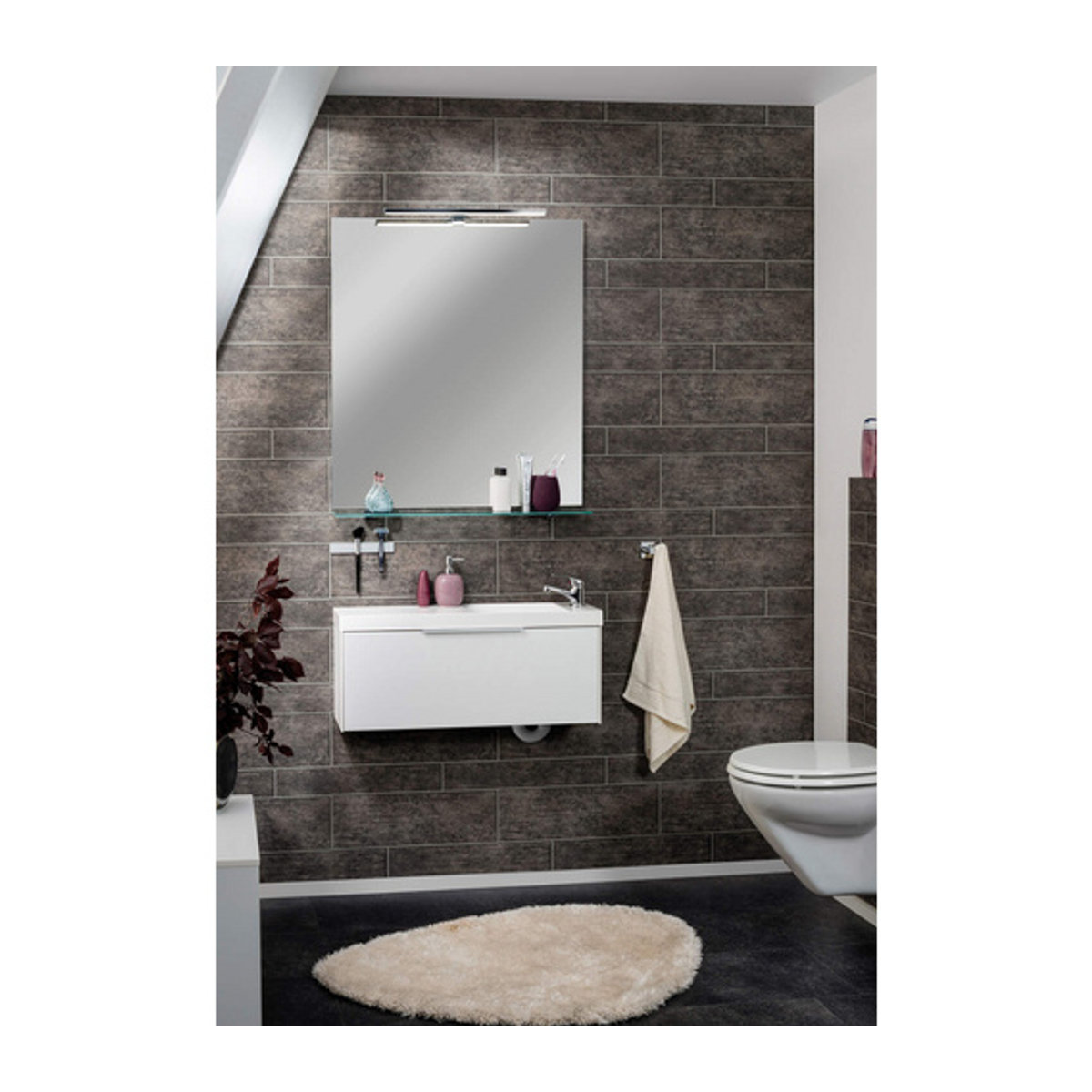 Fackelmann LED-Aufsatzleuchte in Chrom und Bunt, Modern, 7W, Neutralweiß, B/H/T: 50,2 x 3,7 x 12,5 cm - Bild 3