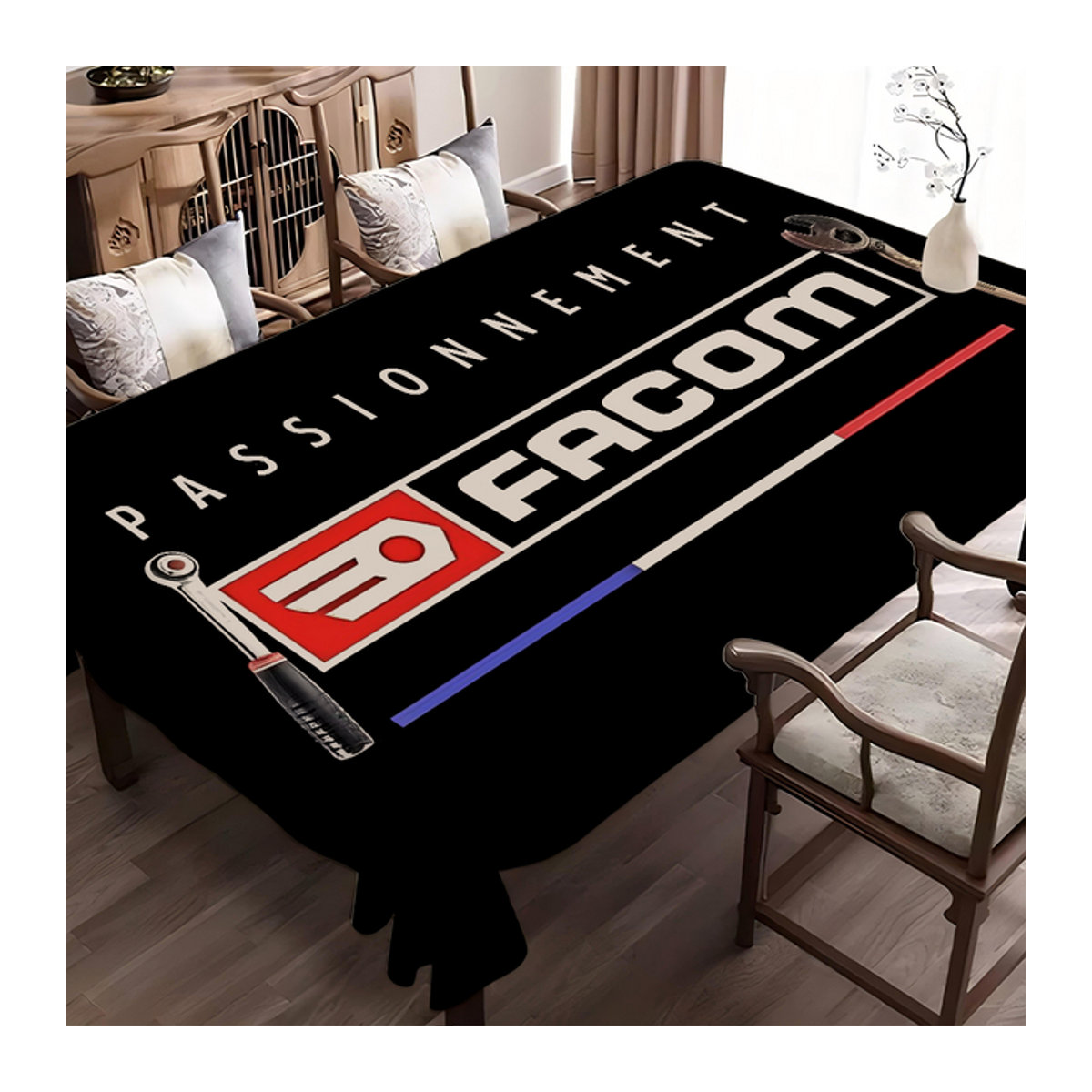 FACOM Tischdecke mit Logo in Schwarz für Home Dinner, Hochzeit, Bankett oder Outdoor-Partys - Bild 1