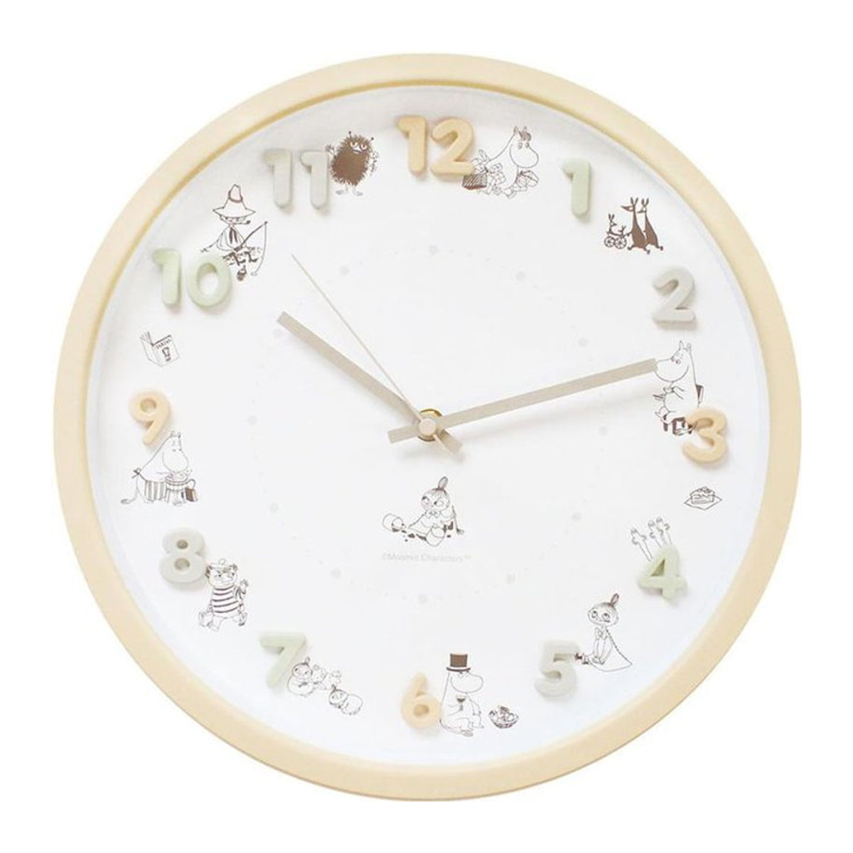 Factory Mumin Wanduhr Beige Analog aus Kunststoff mit floralem Design, Durchmesser: 30,4 cm - Bild 1