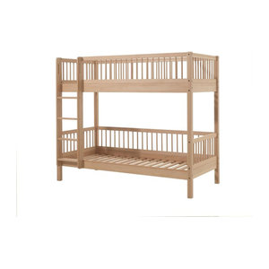 FAGUS Etagenbett aus massiver Buche mit 2 Liegeflächen und inklusive Lattenrost, Farbe Natur, B/T/H: 90 x 200 cm