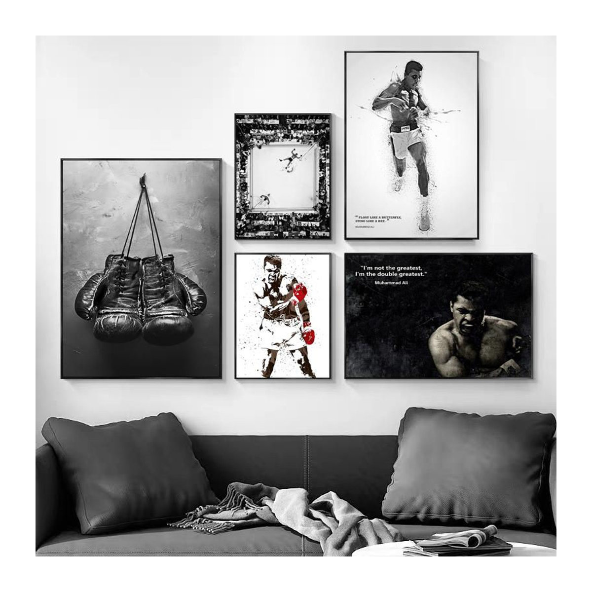 Fairy Art Gallery Vintage Leinwand Wandbild Muhammad Ali Boxhandschuhe mit Zitaten, Hochformat, Rahmenlos, Breite: 21 cm, Höhe: 30 cm - Bild 2