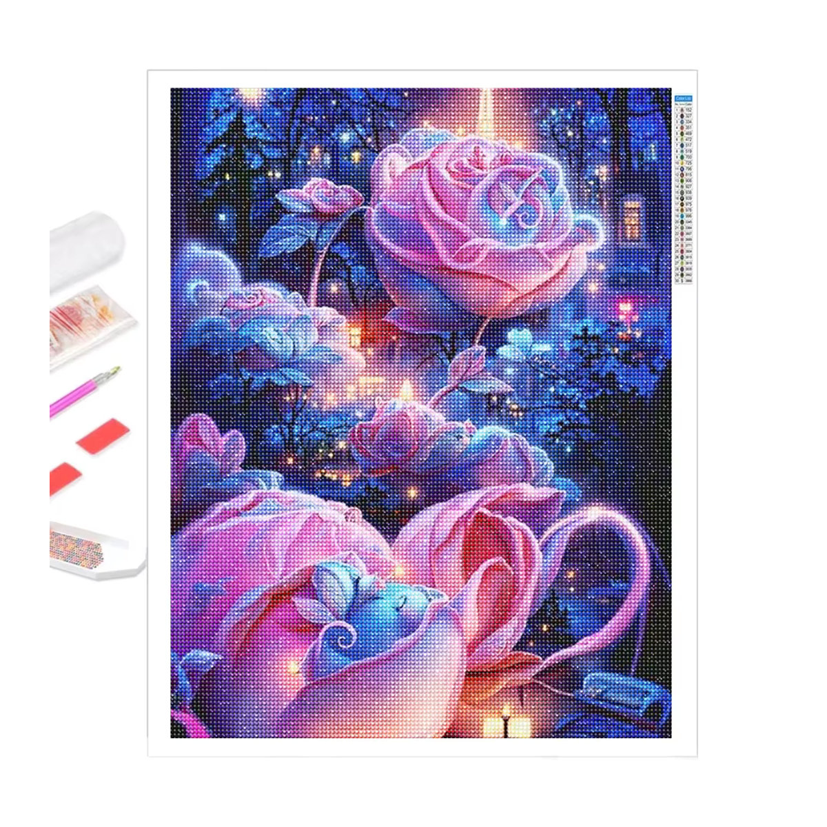 Fairy Dust 5D DIY Diamantmalerei Set mit Blumenlandschaft und Schloss als Mosaik-Kreuzstich in Mehrfarbig - Bild 2