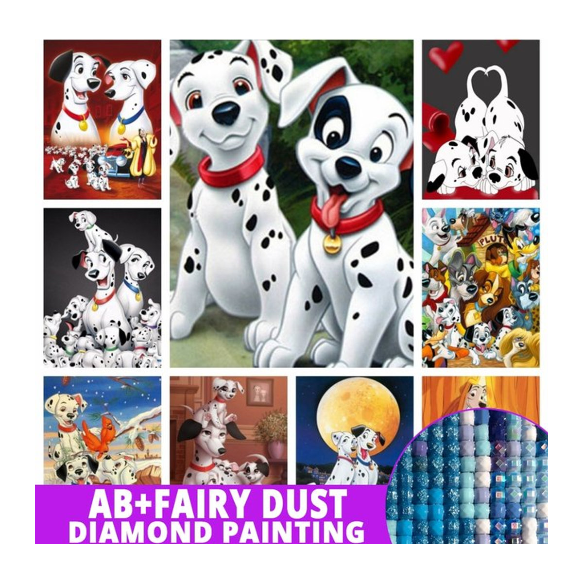 Fairy Dust AB 101 Dalmatiner 5D DIY Diamant Malerei Mosaik Set Disney Cartoon Hund Bild für Kinder in Mehrfarbig - Bild 1