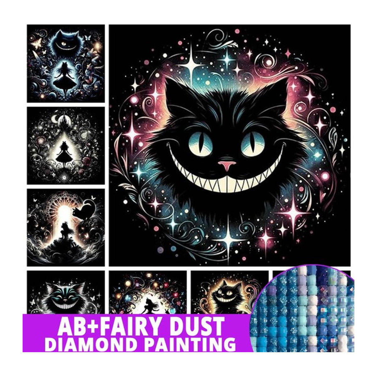 Fairy Dust AB Alice im Wunderland 5D DIY Diamant Malerei Mosaik Grinsekatze Mehrfarbig - Bild 1