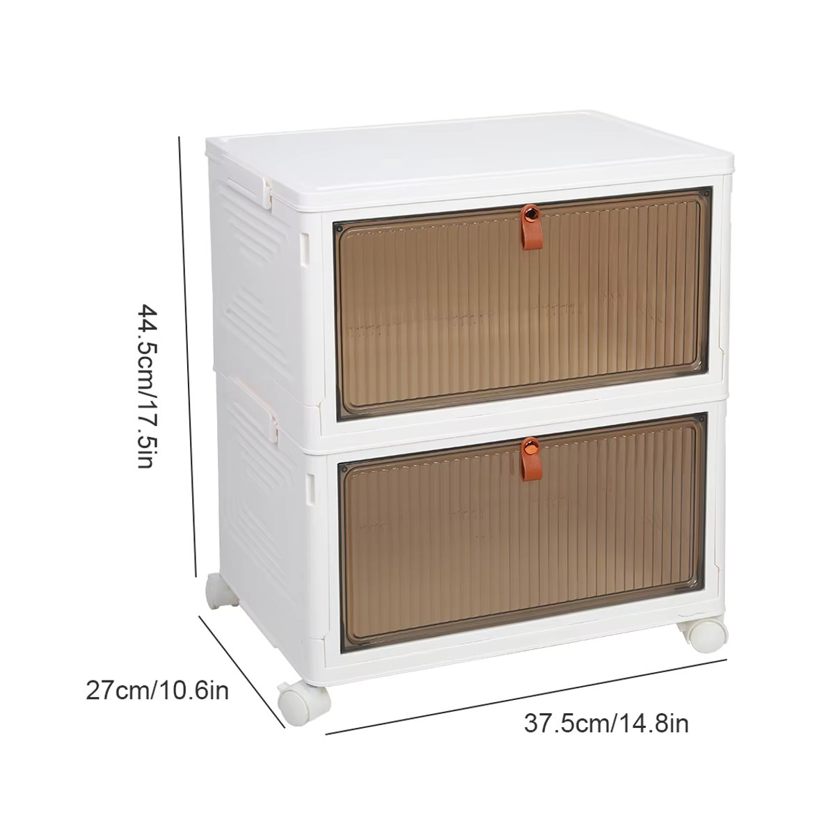 Faltbare Aufbewahrungsbox mit Deckel und Rollen in Weiß, minimalistischer Organizer für Schuhe und Haushalt - Bild 3