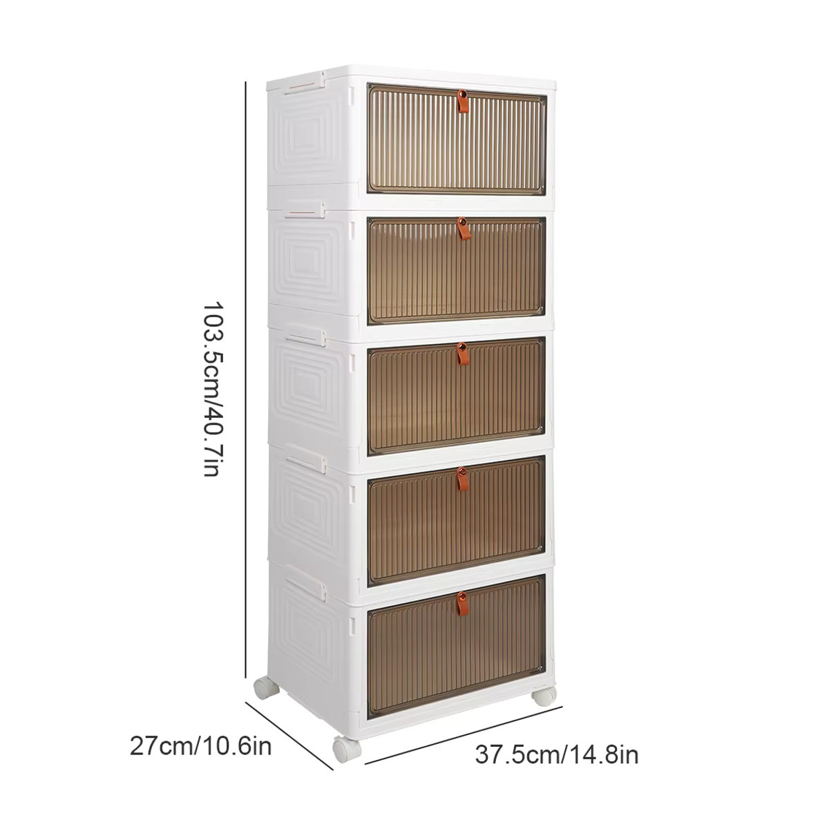 Faltbare Aufbewahrungsbox mit Deckel und Rollen in Weiß, minimalistischer Organizer für Schuhe und Haushalt - Bild 5