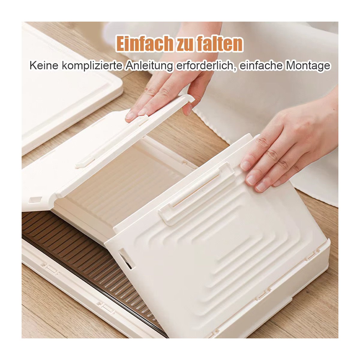 Faltbare Aufbewahrungsbox mit Deckel und Rollen in Weiß, minimalistischer Organizer für Schuhe und Haushalt - Bild 6