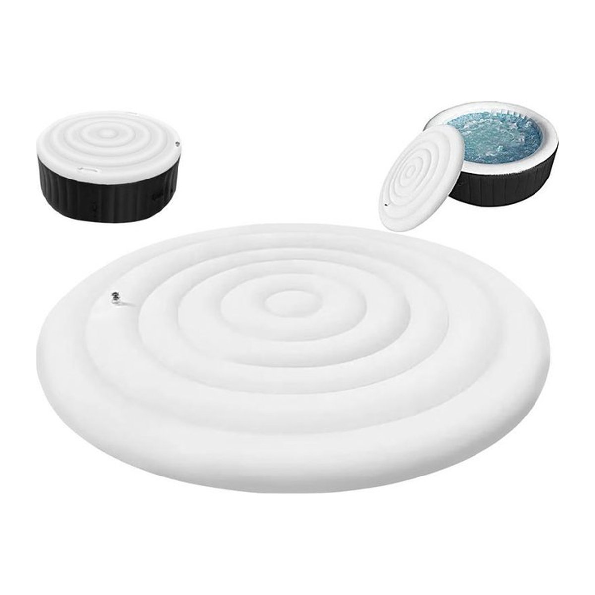 Faltbare aufblasbare Spa-Whirlpool-Abdeckung, runder winddichter Thermodeckel mit Griffen und Schneeschutz - Bild 1