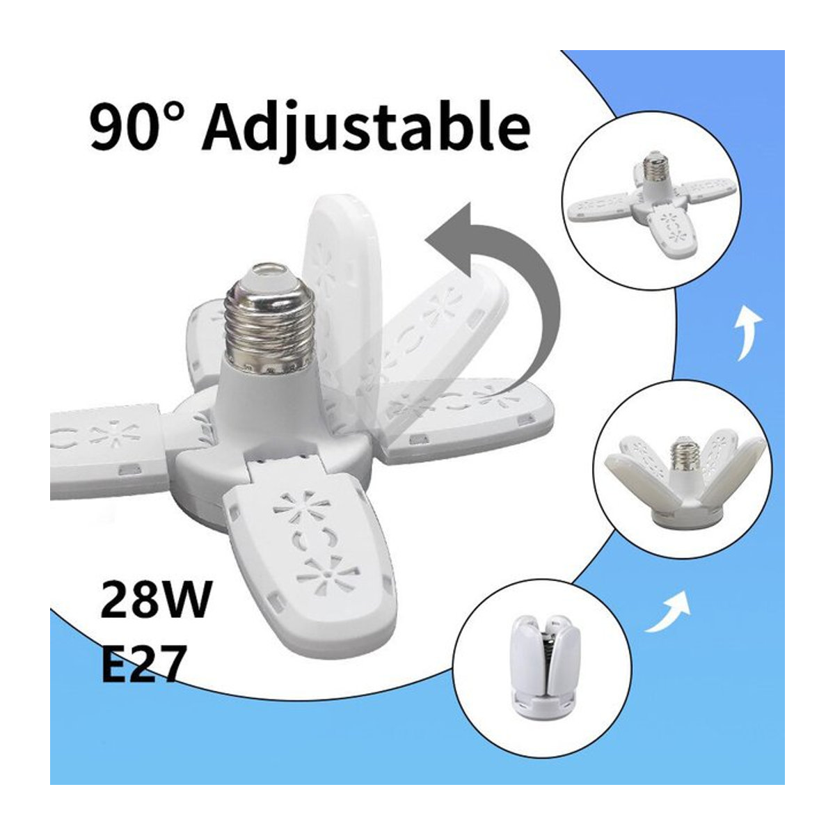 Faltbare E27 LED-Glühbirne 28W in Kaltweiß für Deckenleuchten in Wohnzimmer, Lager und Garage - Bild 1