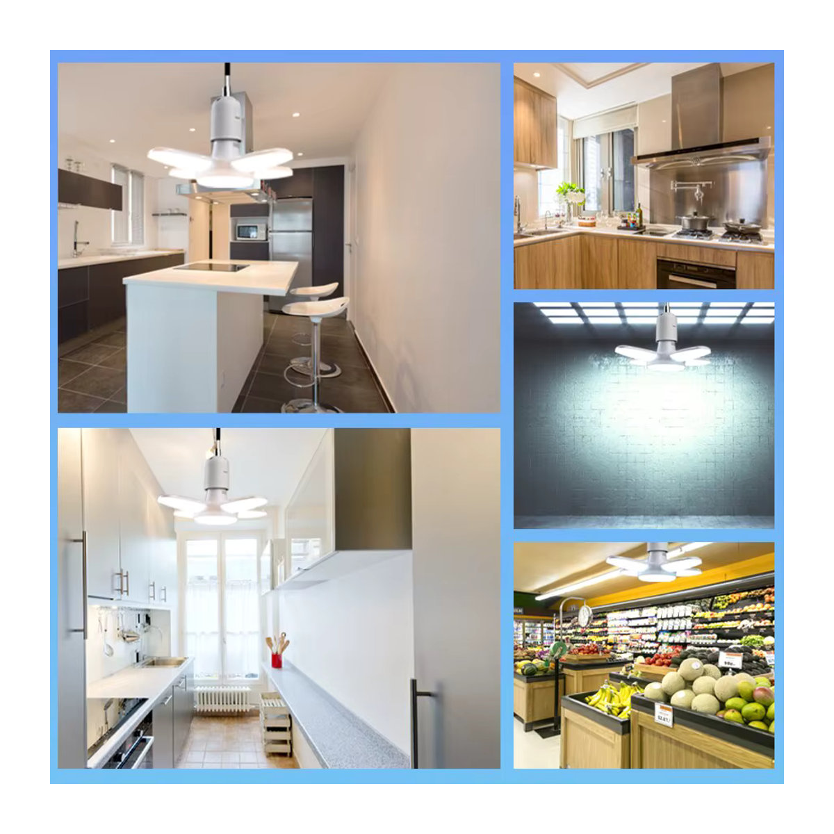 Faltbare fächerförmige LED-Lampe E27 mit 28W in Kaltweiß für Wohnzimmer, Lager und Garage - Bild 5