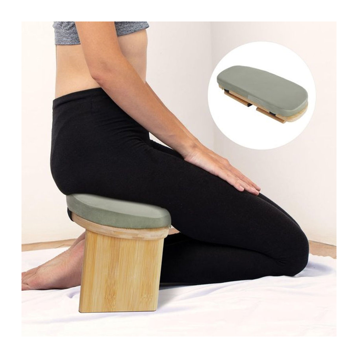 Faltbare Meditationsbank von Bymaocar für Yoga und Gebet in Grau oder Grün - Bild 1