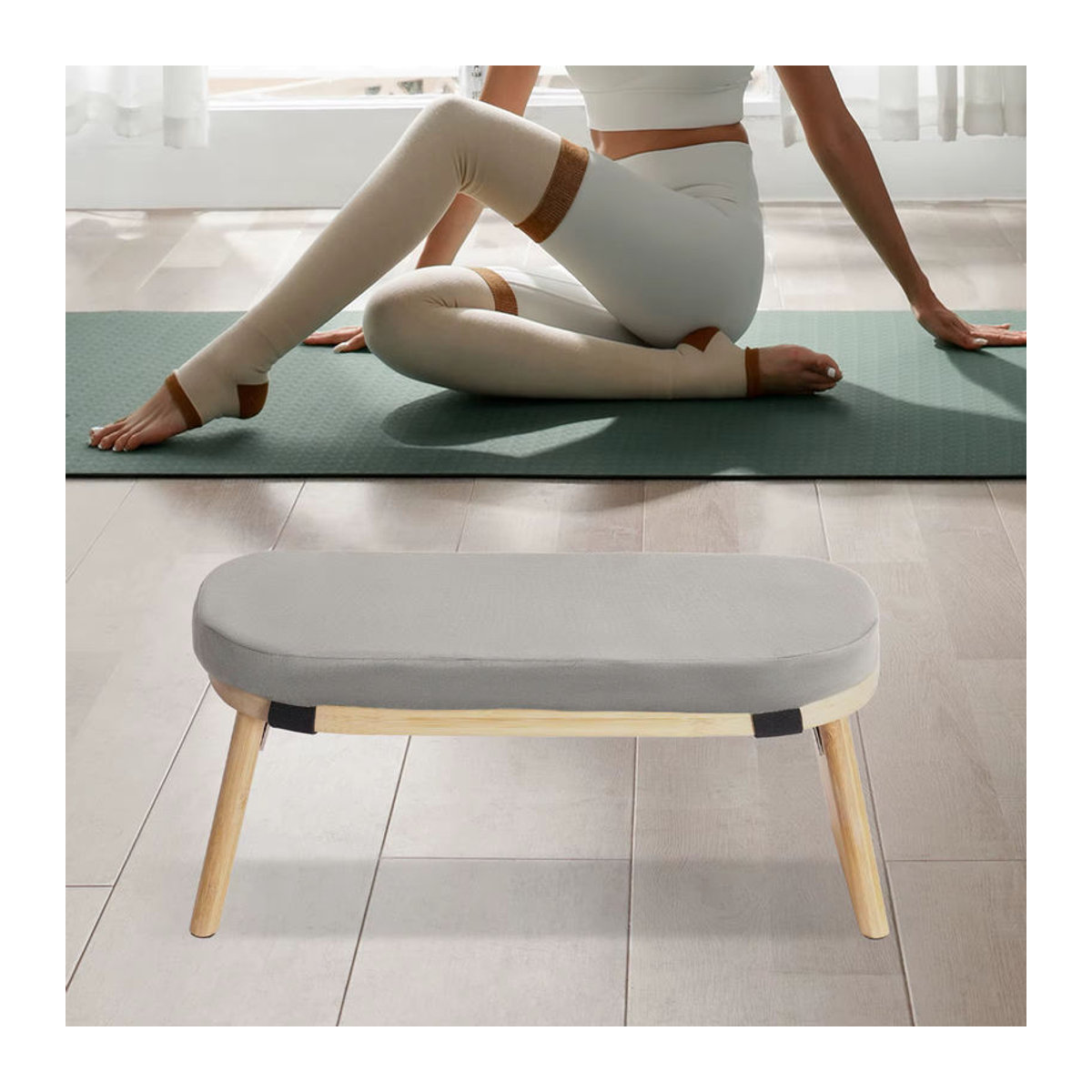 Faltbare Meditationsbank von Bymaocar für Yoga und Gebet in Grau oder Grün - Bild 3