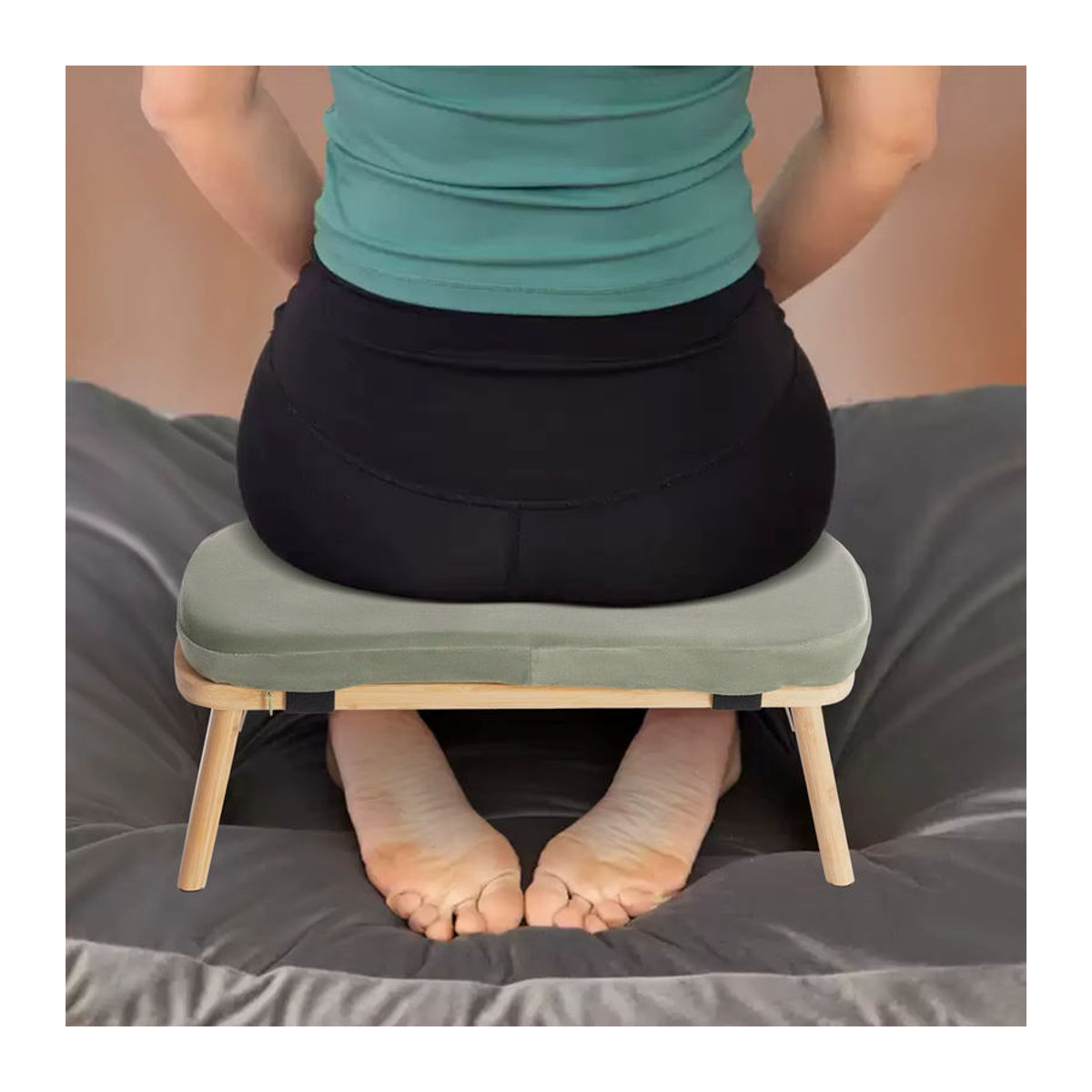 Faltbare Meditationsbank von Bymaocar für Yoga und Gebet in Grau oder Grün - Bild 4