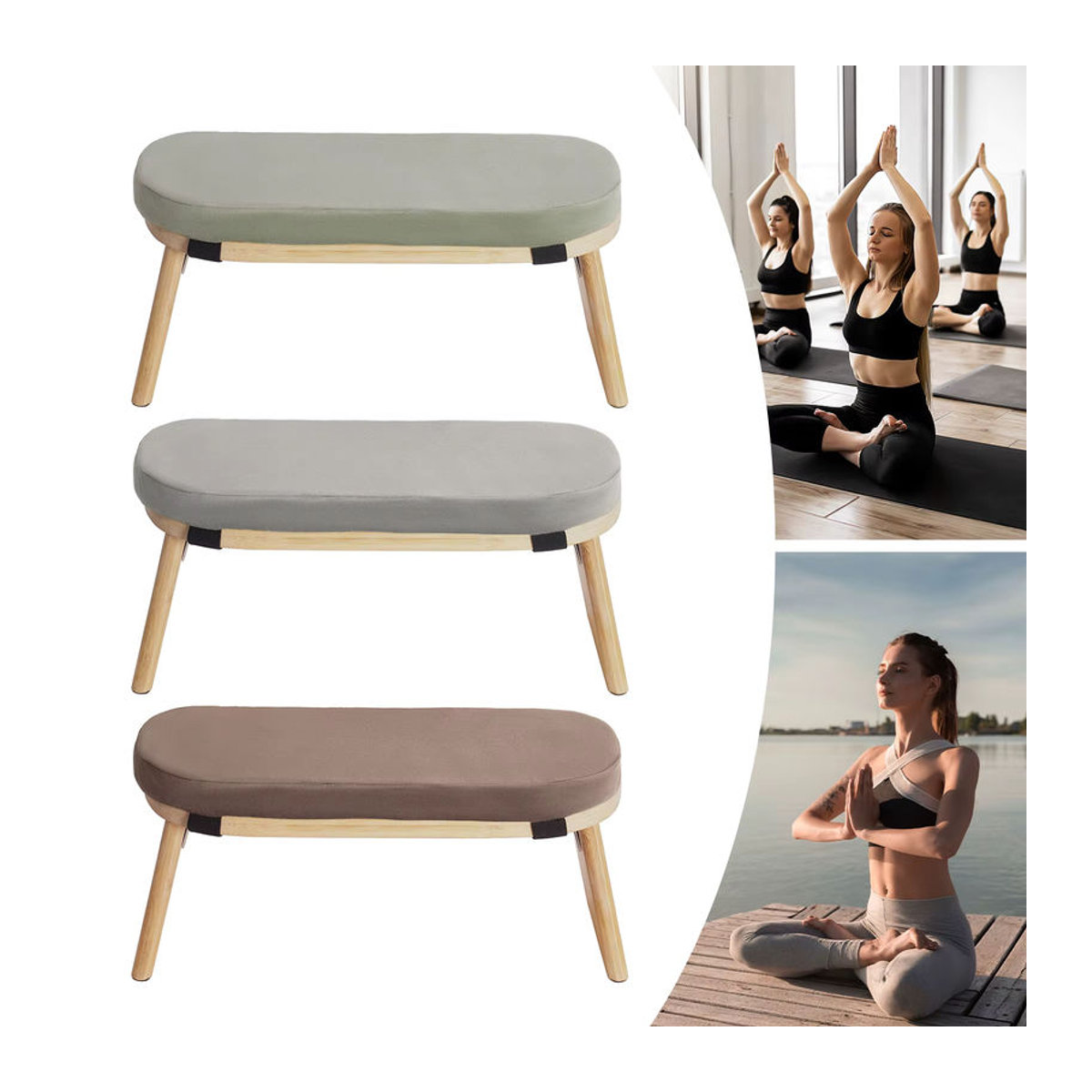 Faltbare Meditationsbank von Bymaocar für Yoga und Gebet in Grau oder Grün - Bild 6