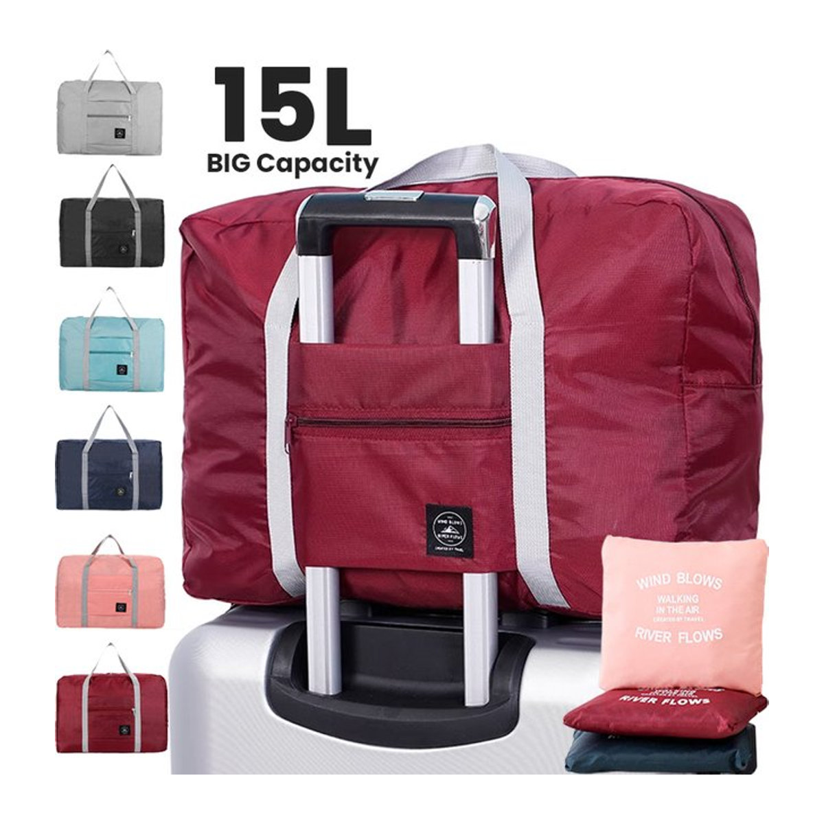 Faltbare Reisetasche als Handgepäck für Damen und Mädchen in Blau mit großem Fassungsvermögen für Sport und Wochenendausflüge - Bild 1