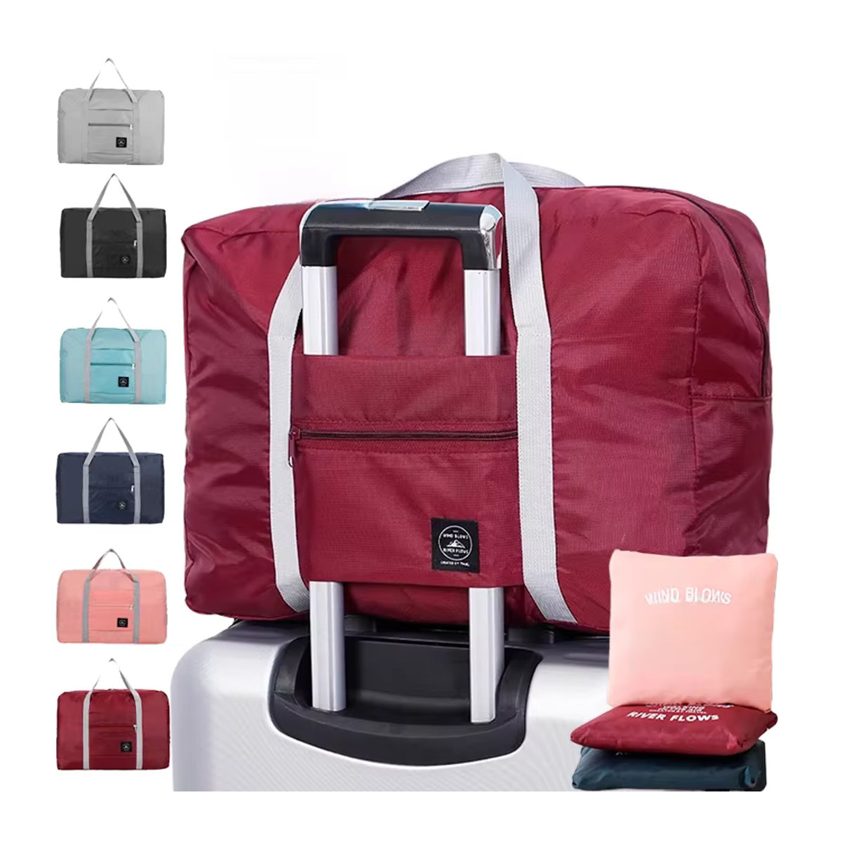Faltbare Reisetasche als Handgepäck für Damen und Mädchen in Blau mit großem Fassungsvermögen für Sport und Wochenendausflüge - Bild 7