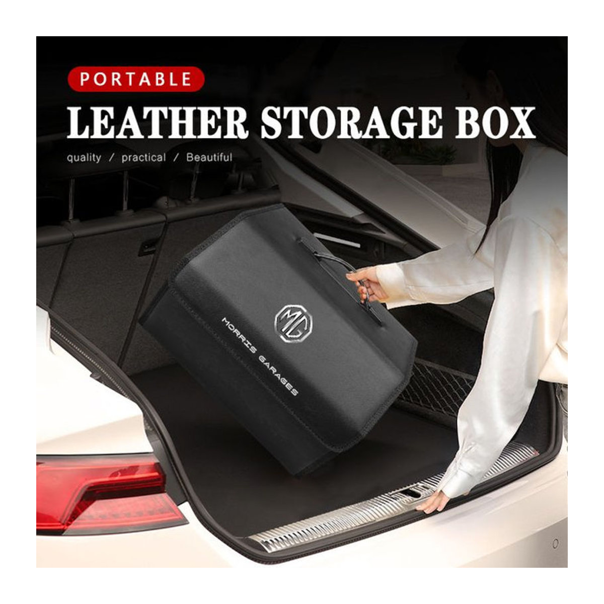 Faltbarer Auto Organizer aus Leder in Schwarz für MG MG3 MG5 MG6 MG7 GT GS Hector HS ZS ZX EZS EHS - Bild 1