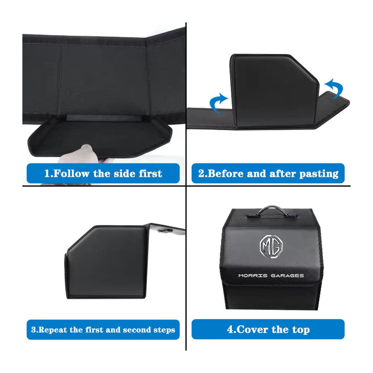 Faltbarer Auto Organizer aus Leder in Schwarz für MG MG3 MG5 MG6 MG7 GT GS Hector HS ZS ZX EZS EHS - Bild 4