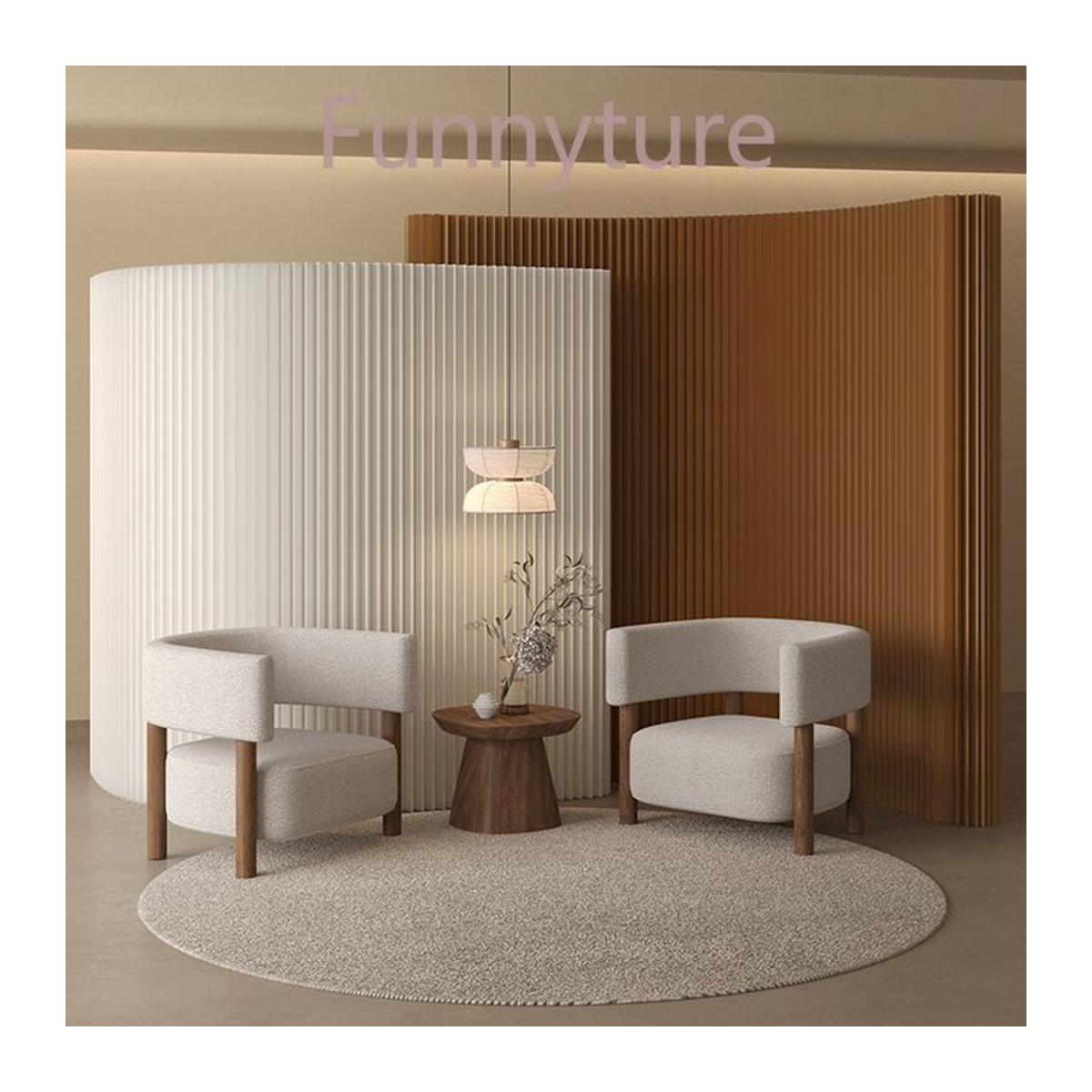 Faltbarer Papier-Raumteiler in Weiß für Wohnzimmer, Büro oder Salon, minimalistischer Sichtschutz als mobiler Hintergrund, B/H: 160 x 200 cm - Bild 1