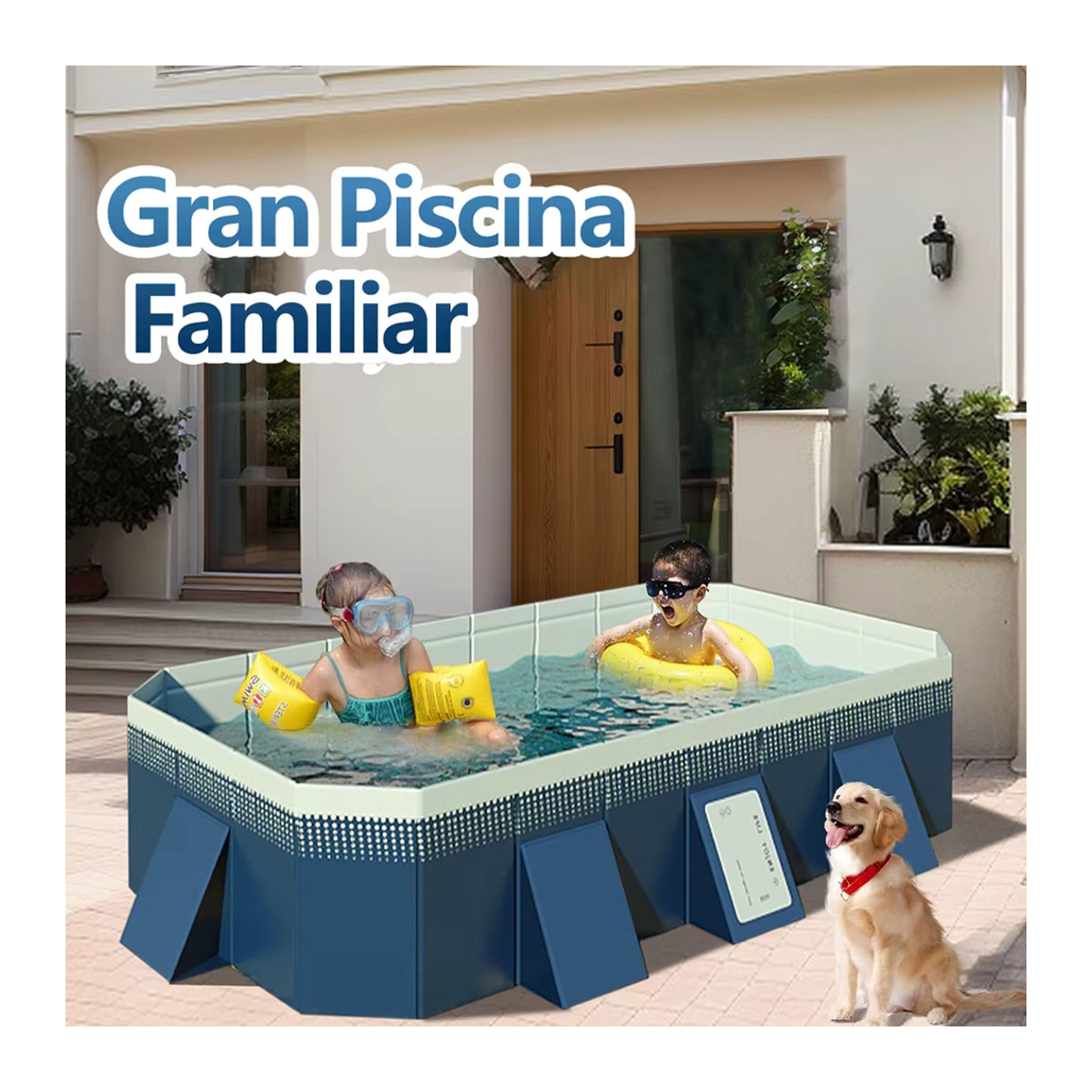 Faltbarer Pool für den Garten in Blau – Nicht aufblasbares Schwimmbad für die Sommer-Wasserparty im Freien - Bild 3