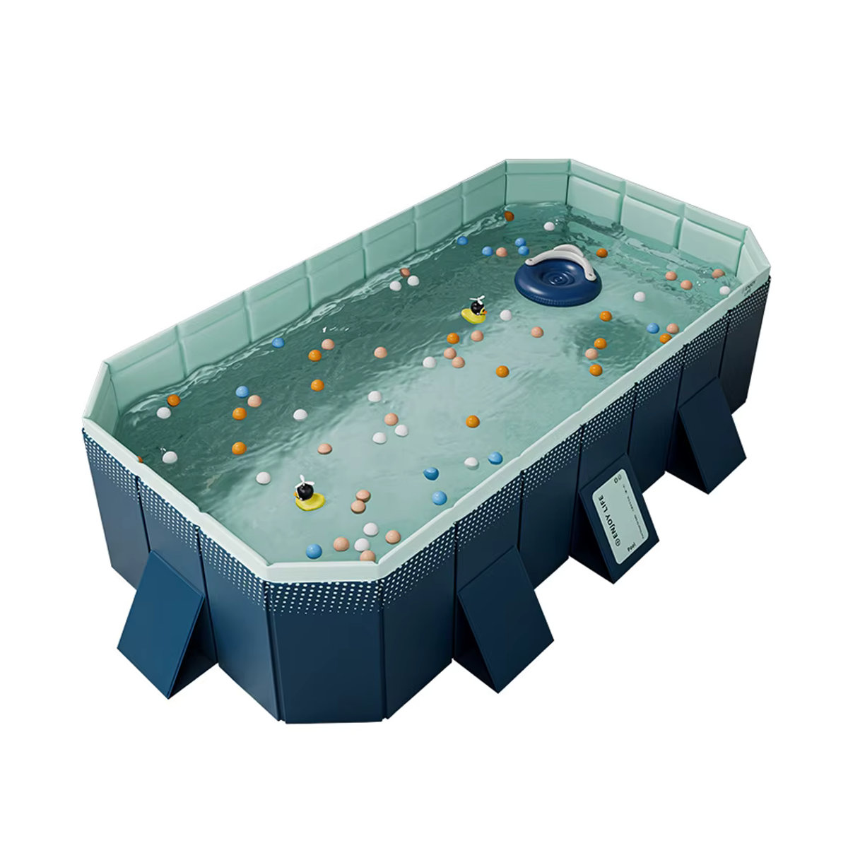 Faltbarer Pool für den Garten in Blau – Nicht aufblasbares Schwimmbad für die Sommer-Wasserparty im Freien - Bild 4