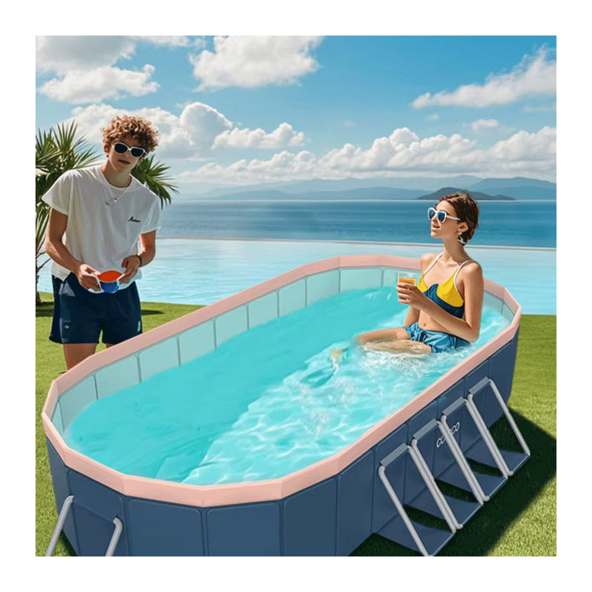 Faltbares, nicht aufblasbares Schwimmbecken von YYW in Blau für Garten und Outdoor - Bild 6