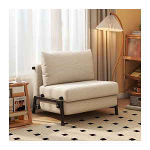 Faltbares Schlafsofa aus Cord in Beige im Retro-Design für Wohnzimmer und kleine Wohnungen