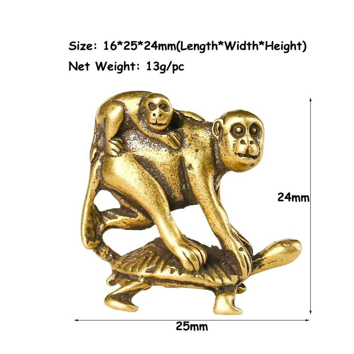 Familylive04 Antike Bronze-Schildkröte und Affen als Miniatur-Figuren aus Messing in Gold für deine Schreibtisch-Dekoration - Bild 4