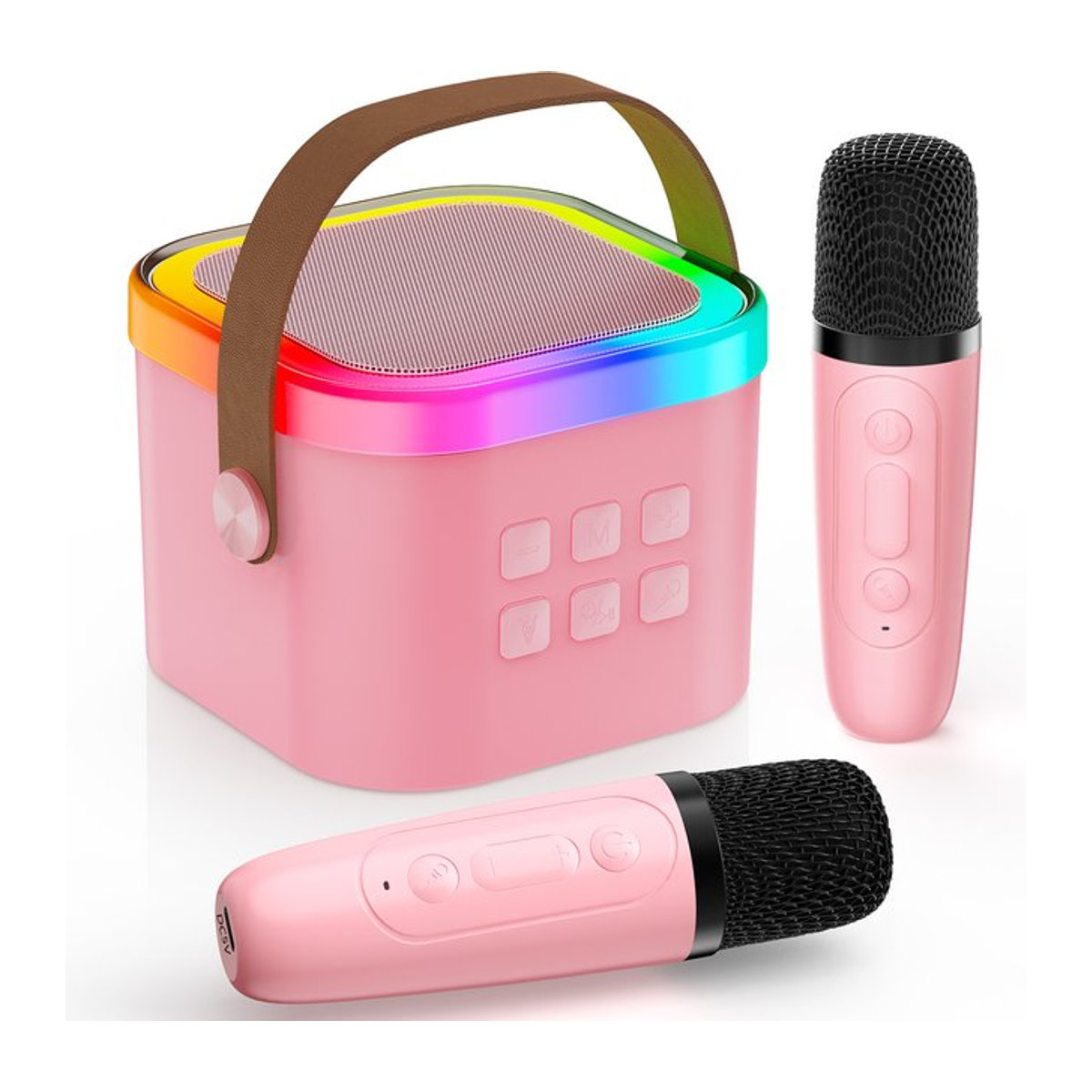 FanFun Karaoke-Maschine in Rosa mit 2 kabellosen Mikrofonen und Bluetooth 5.3 PA-Lautsprechersystem für Kinder - Bild 1