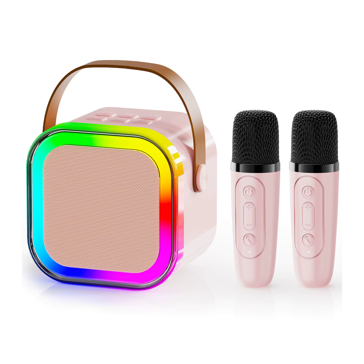 FanFun Karaoke-Maschine in Rosa mit 2 kabellosen Mikrofonen und Bluetooth 5.3 PA-Lautsprechersystem für Kinder - Bild 5