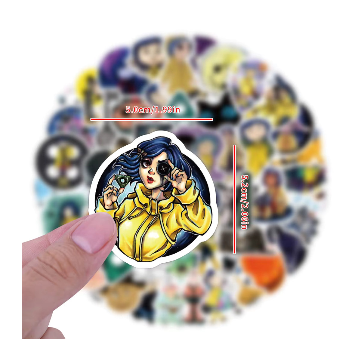 FANLU Coraline und das Geheimnis der Tür Sticker Set, Mehrfarbig, Unregelmäßige Form für Laptop, Auto und Skateboard - Bild 3