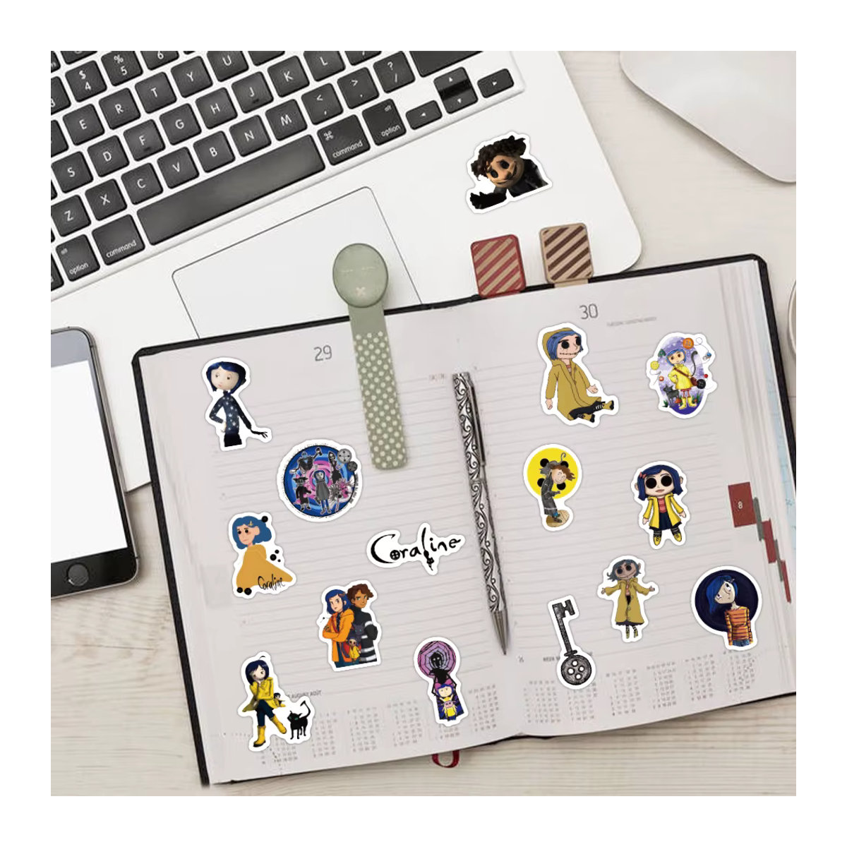 FANLU Coraline und das Geheimnis der Tür Sticker Set, Mehrfarbig, Unregelmäßige Form für Laptop, Auto und Skateboard - Bild 6