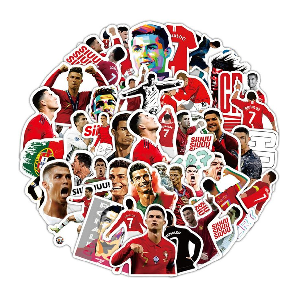 FANLU CR7 Cartoon Fußball Aufkleber Set für Kinder, mehrfarbig, 10 oder 60 Stück - Bild 1