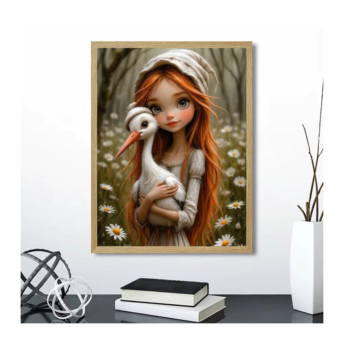 FANQING Diamantmalerei DIY Set mit Cartoon Mädchen Motiv, Mehrfarbig, Holzrahmen - Bild 2