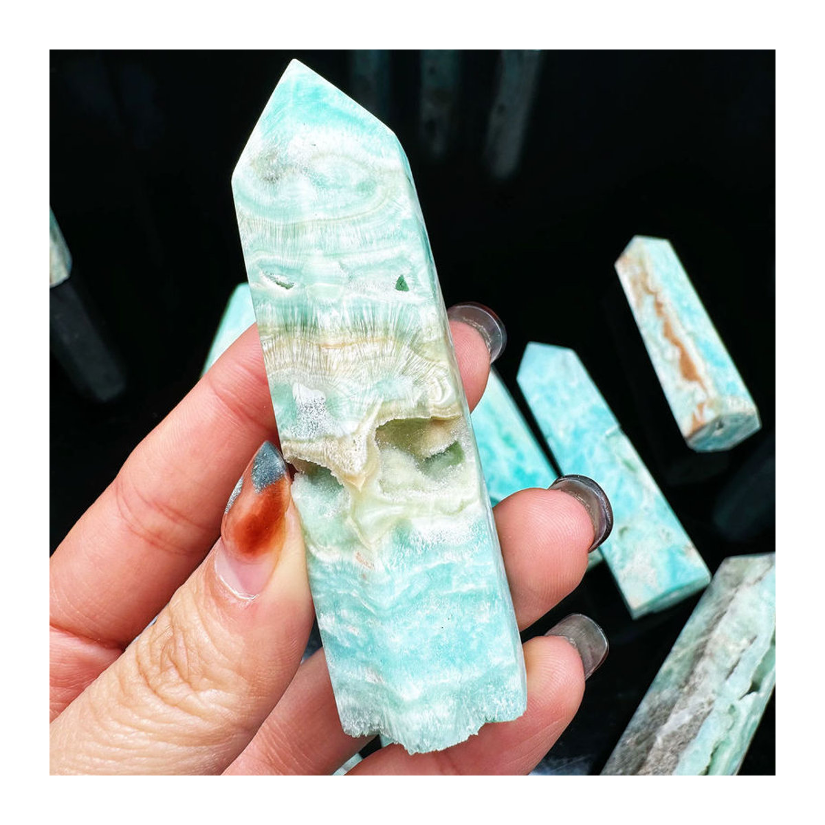 Fanshi Amethyst Kristall Turm polierter Heilstein in Lila und Mehrfarbig zur Feng Shui Dekoration - Bild 2