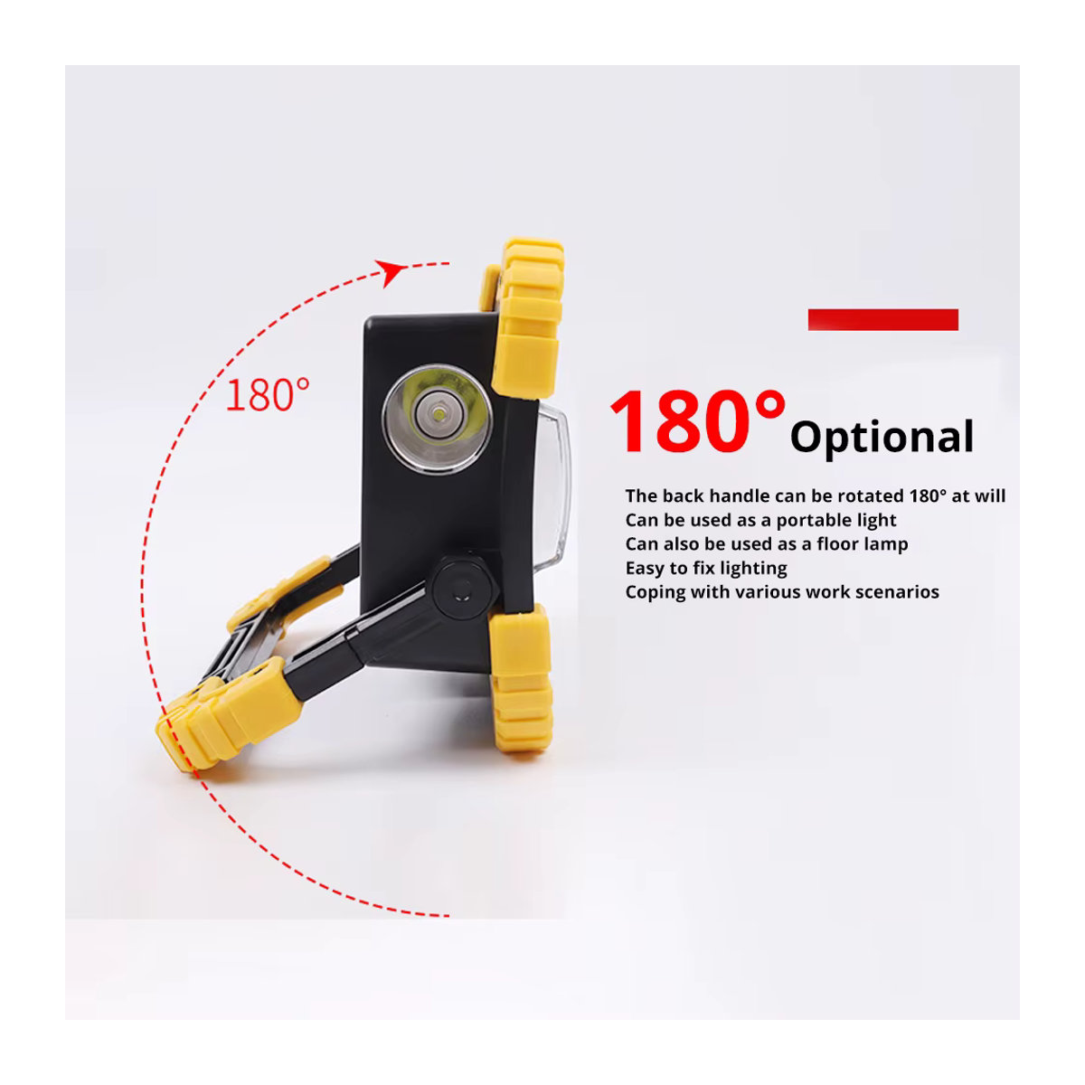 FANZHI Tragbarer LED-Strahler mit 3000 lm, 100 W superhelles Arbeitslicht, wiederaufladbar über USB, LED-Campinglampe mit 18650 Akku - Bild 4