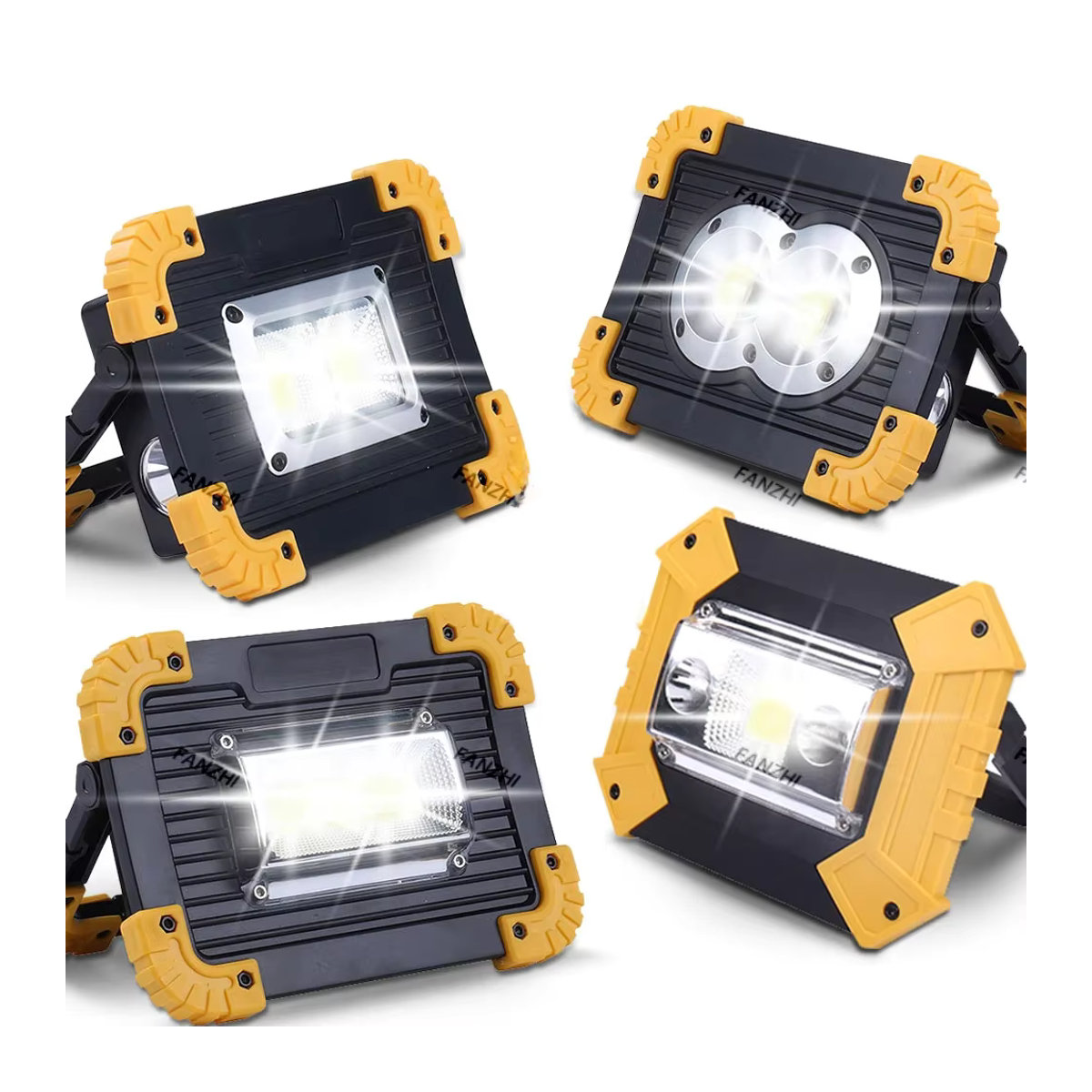 FANZHI Tragbarer LED-Strahler mit 3000 lm, 100 W superhelles Arbeitslicht, wiederaufladbar über USB, LED-Campinglampe mit 18650 Akku - Bild 6