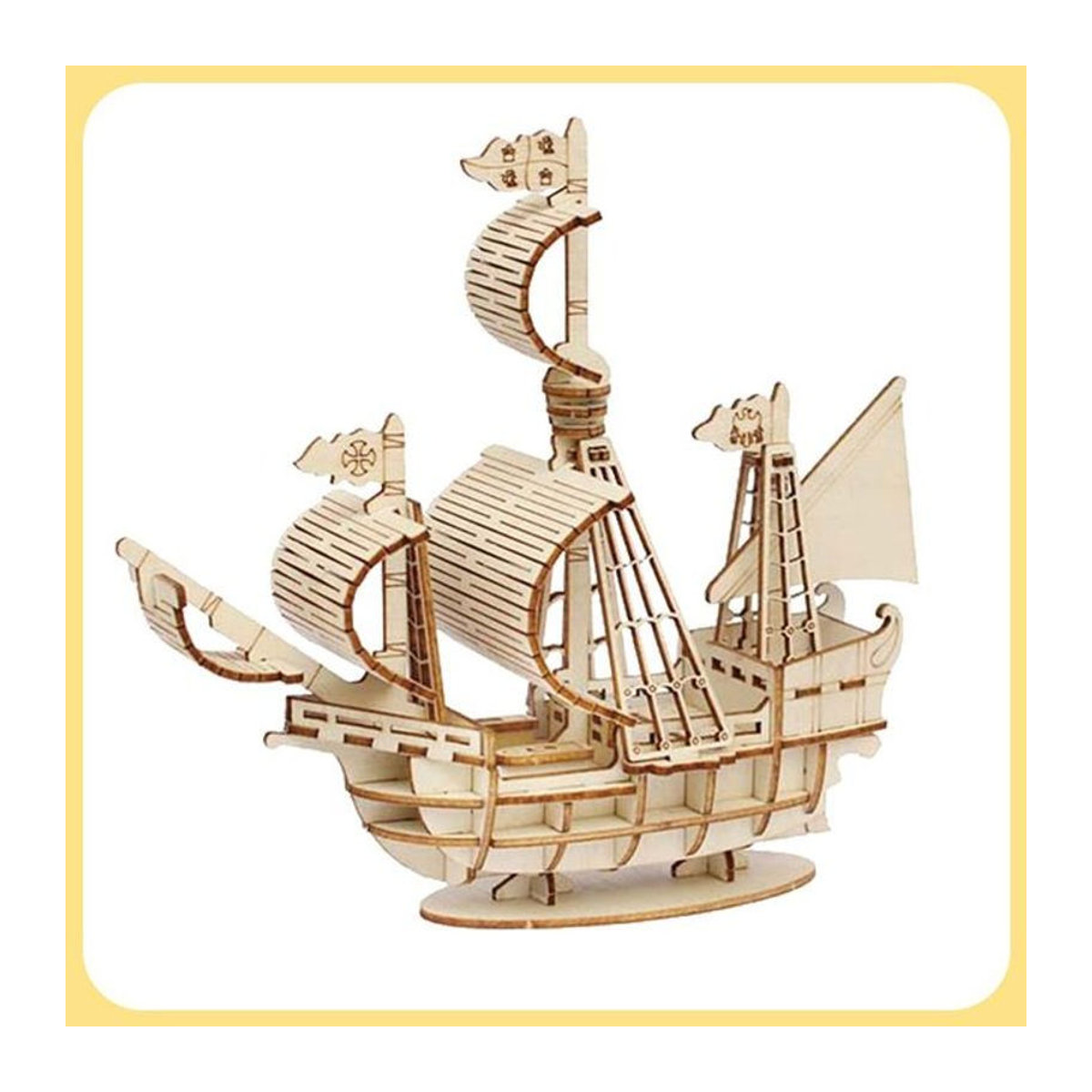 Fashnics 3D Holzpuzzle Segelschiff in Braun als maritimes Modell zum Selberbauen und zur Dekoration - Bild 1