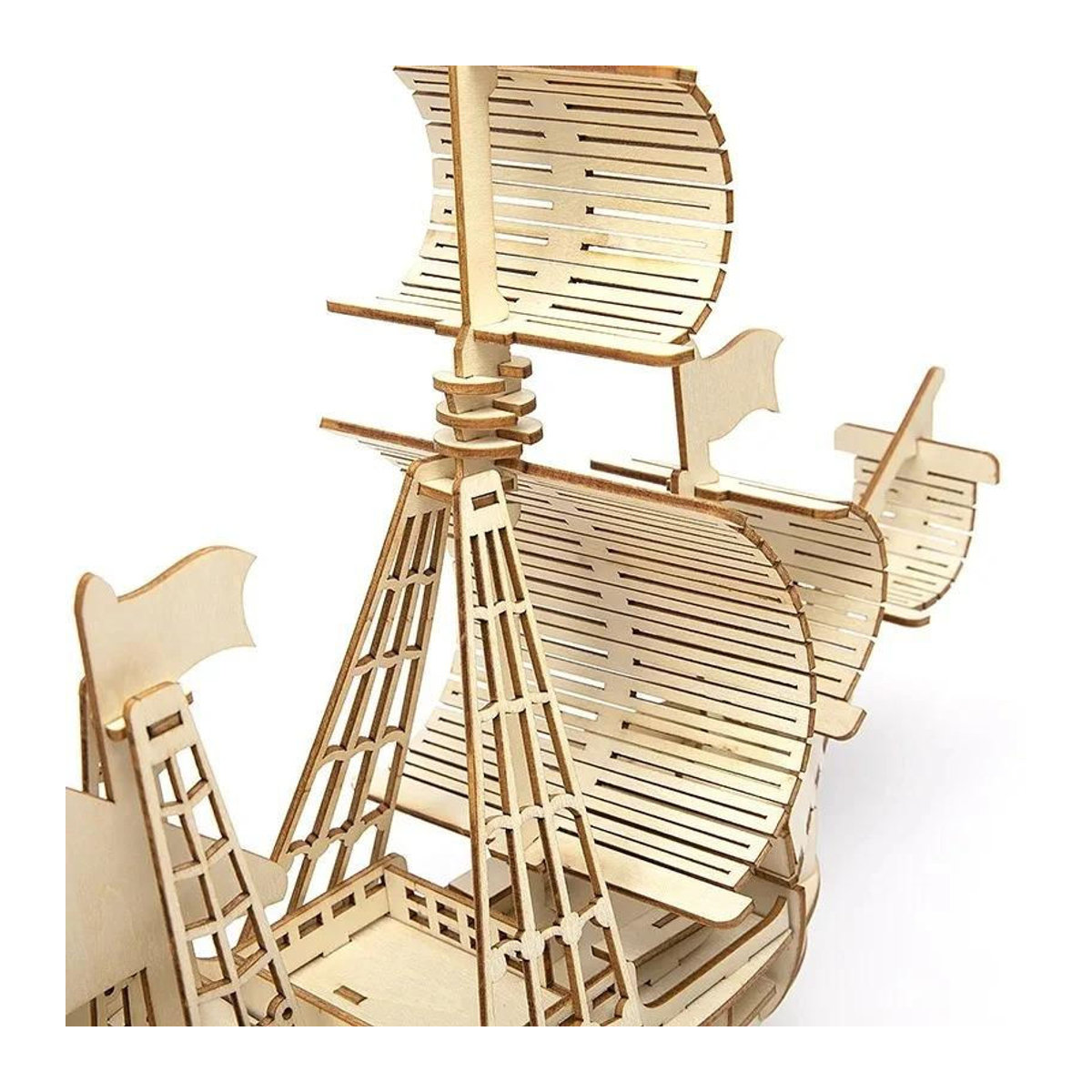 Fashnics 3D Holzpuzzle Segelschiff in Braun als maritimes Modell zum Selberbauen und zur Dekoration - Bild 2