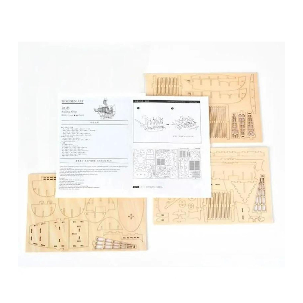 Fashnics 3D Holzpuzzle Segelschiff in Braun als maritimes Modell zum Selberbauen und zur Dekoration - Bild 3