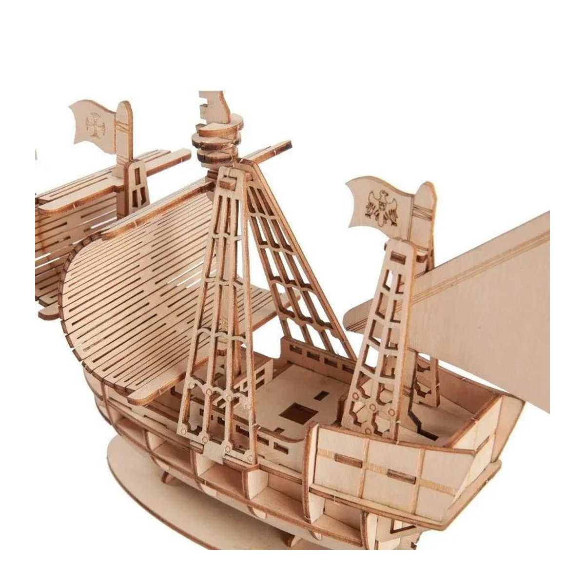 Fashnics 3D Holzpuzzle Segelschiff in Braun als maritimes Modell zum Selberbauen und zur Dekoration - Bild 4
