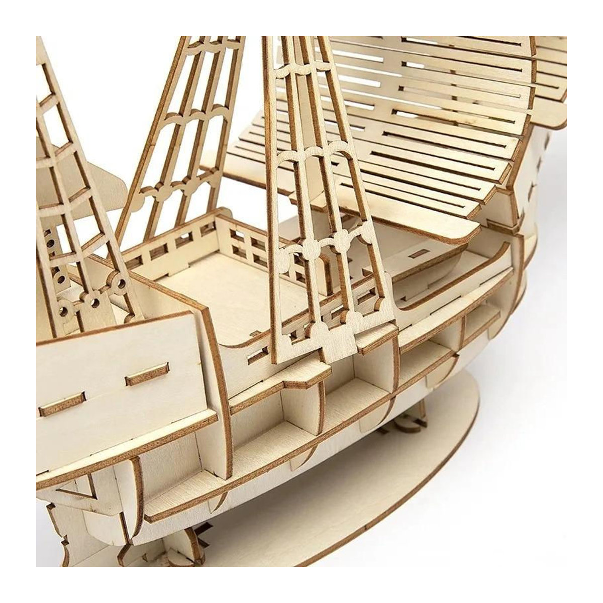 Fashnics 3D Holzpuzzle Segelschiff in Braun als maritimes Modell zum Selberbauen und zur Dekoration - Bild 5